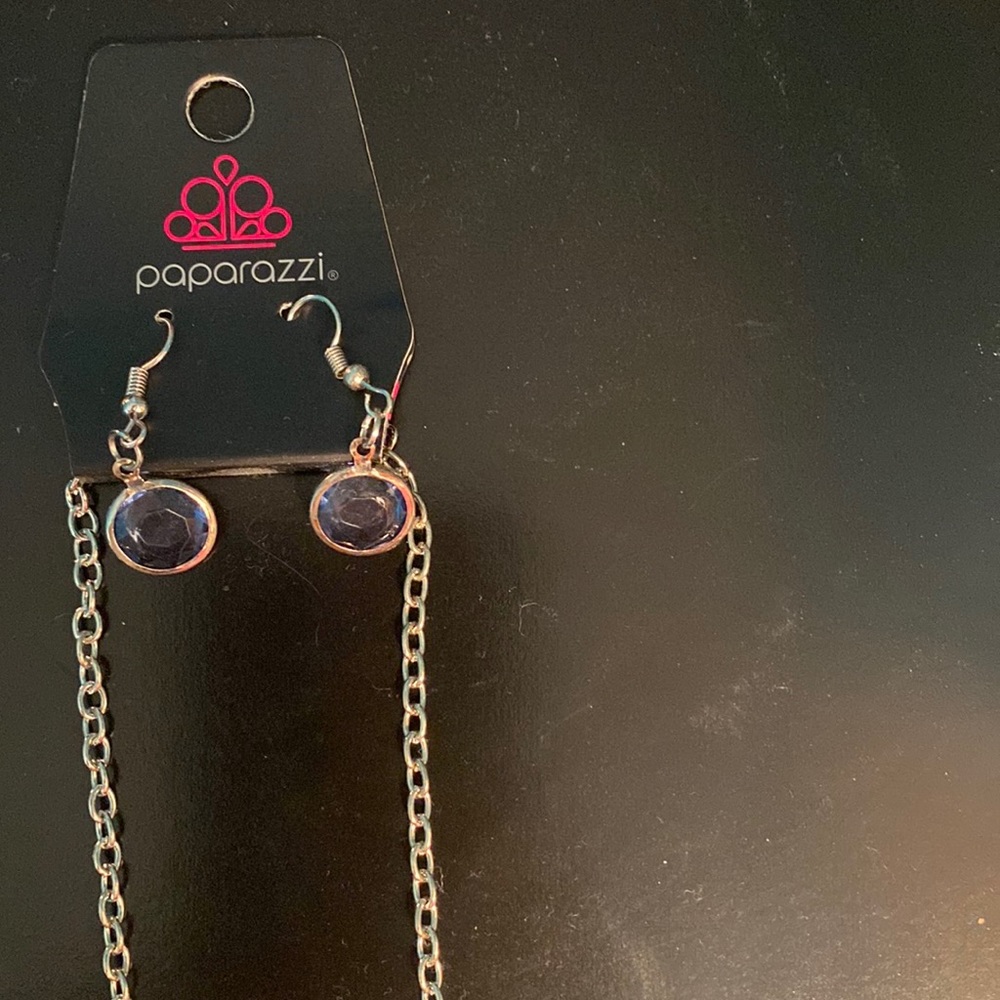 Never worn paparazzi earrings and long necklace